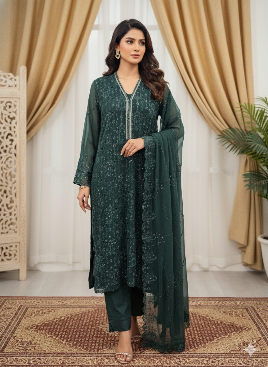 Pure chiffon partywear dress