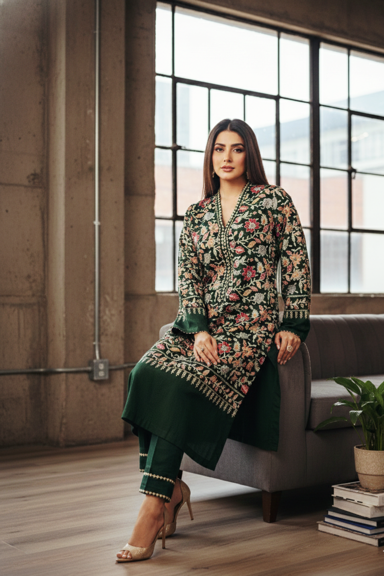 Pashmina embroidery cord set