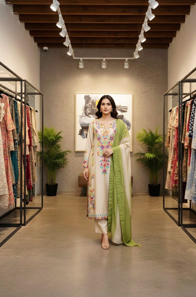 Pure Korean raw silk suit