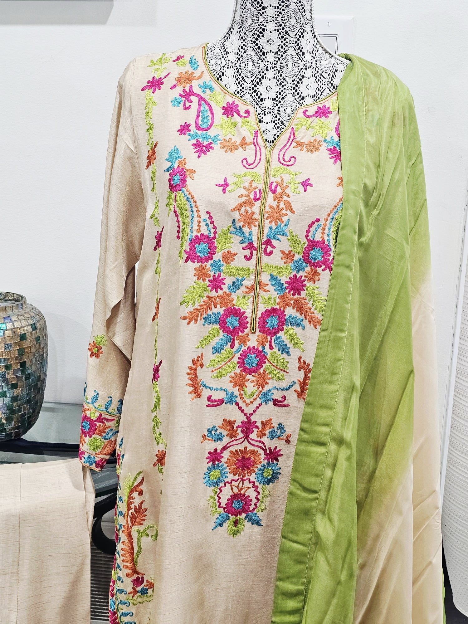 Pure Korean raw silk suit