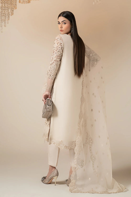 3 Piece Embroidered Organza Suit – Off White