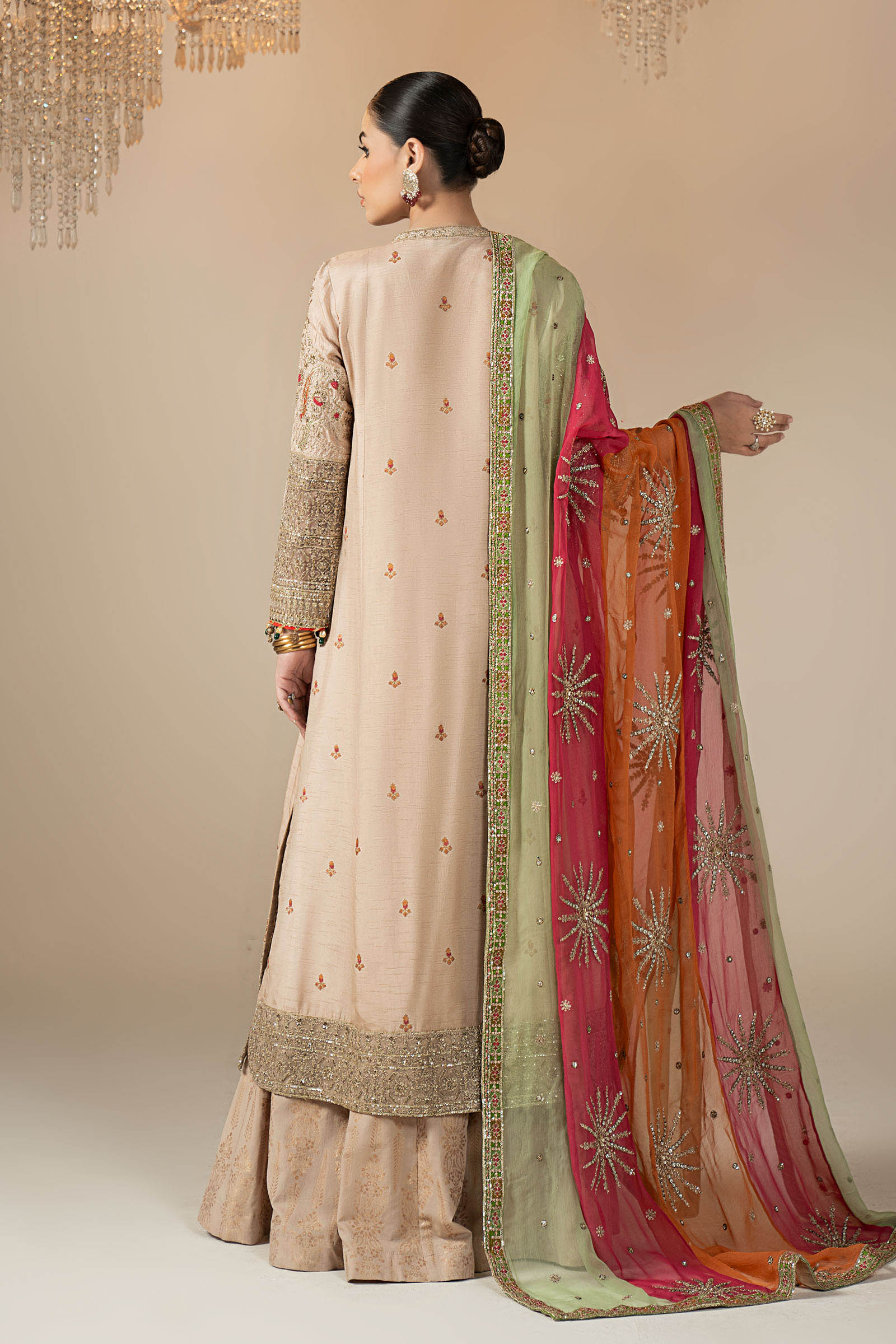 3 Piece Embroidered Raw Silk Suit