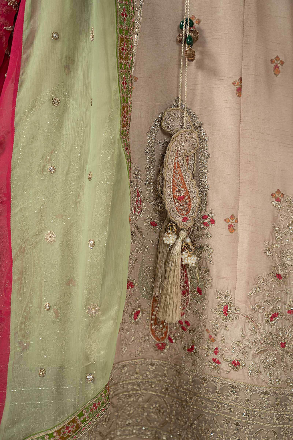 3 Piece Embroidered Raw Silk Suit