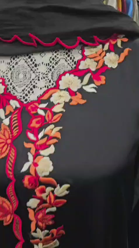 Pure silk embroidery dress